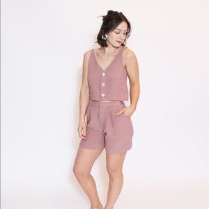 Esby Rosalin Linen Gauze Short Jumper in Rose